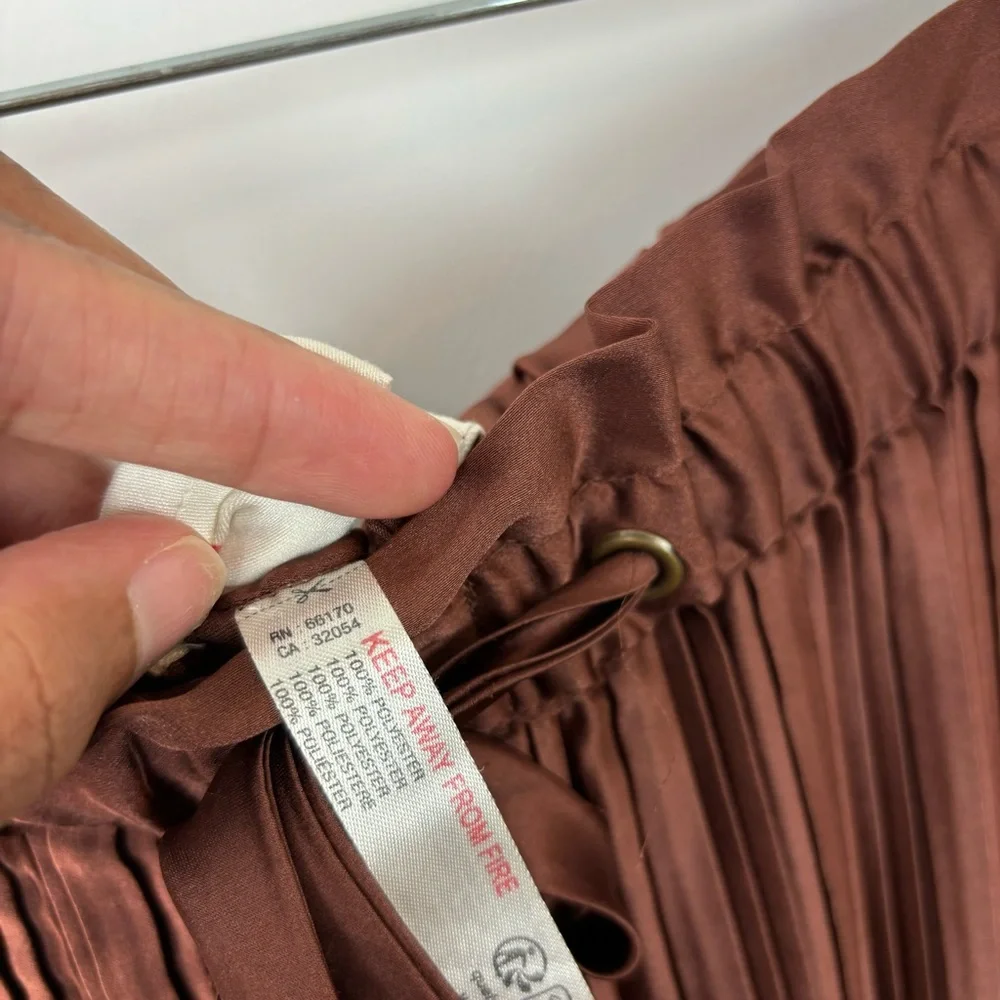 Anthropologie High Waisted Plissé Wide Leg Pants Brown Size XL - Picture 7 of 9